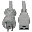 Eaton Tripp Lite Series Hospital-Grade Power Cord, NEMA 5-20P to C19 - Heavy-Duty, Green Dot, 20A, 125V, 12 AWG, 6 ft. (1.83 m), Gray