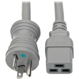 Eaton Tripp Lite Series Hospital-Grade Power Cord, NEMA 5-20P to C19 - Heavy-Duty, Green Dot, 20A, 125V, 12 AWG, 6 ft. (1.83 m), Gray