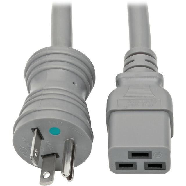Eaton Tripp Lite Series Hospital-Grade Power Cord, NEMA 5-20P to C19 - Heavy-Duty, Green Dot, 20A, 125V, 12 AWG, 6 ft. (1.83 m), Gray