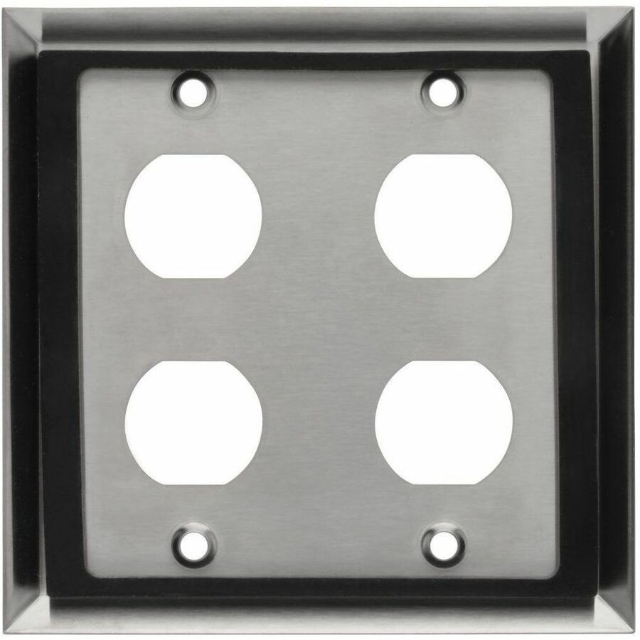 Eaton Tripp Lite Series 4 Port Double Gang Faceplate, Stainless Steel, Industrial Grade, IP44, TAA