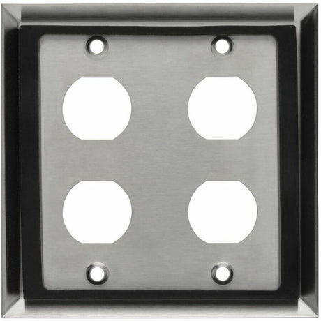 Eaton Tripp Lite Series 4 Port Double Gang Faceplate, Stainless Steel, Industrial Grade, IP44, TAA