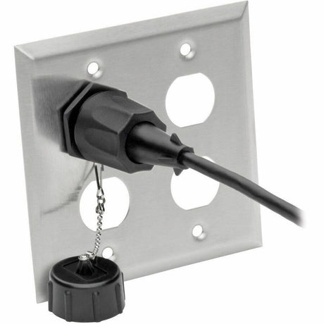 Eaton Tripp Lite Series 4 Port Double Gang Faceplate, Stainless Steel, Industrial Grade, IP44, TAA