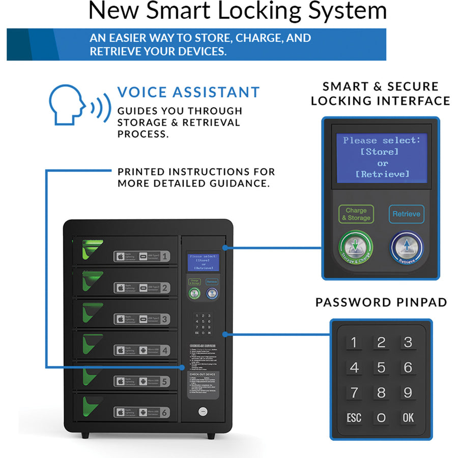 ChargeTech 6 Bay Pin Code Charging Locker