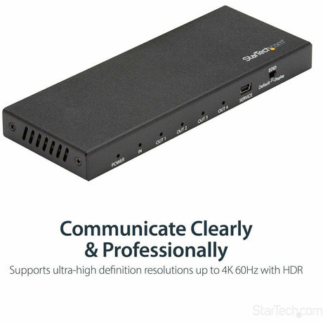 StarTech.com 4 Port HDMI Splitter - 4K 60Hz - 1x4 Way HDMI 2.0 Splitter - HDR - ST124HD202