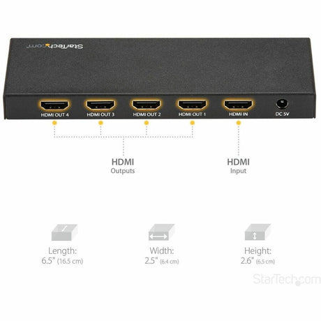StarTech.com 4 Port HDMI Splitter - 4K 60Hz - 1x4 Way HDMI 2.0 Splitter - HDR - ST124HD202