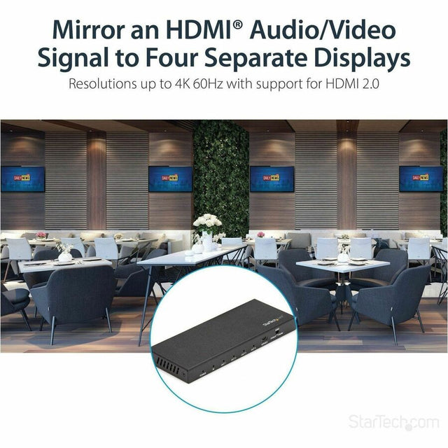 StarTech.com 4 Port HDMI Splitter - 4K 60Hz - 1x4 Way HDMI 2.0 Splitter - HDR - ST124HD202