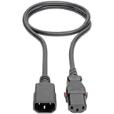Eaton Tripp Lite Series Power Extension Cord, Locking C13 to C14 PDU Style - 10A, 250V, 18 AWG, 3 ft. (0.91 m)