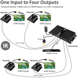 SIIG 4 Port HDMI Splitter over Cat6 Extender with IR - 40m