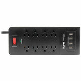 Eaton Tripp Lite Series 8-Outlet Surge Protector with 4 USB Ports (4.2A Shared) - 6 ft. (1.83 m) Cord, 1800 Joules, Black