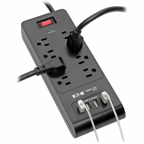 Eaton Tripp Lite Series 8-Outlet Surge Protector with 4 USB Ports (4.2A Shared) - 6 ft. (1.83 m) Cord, 1800 Joules, Black