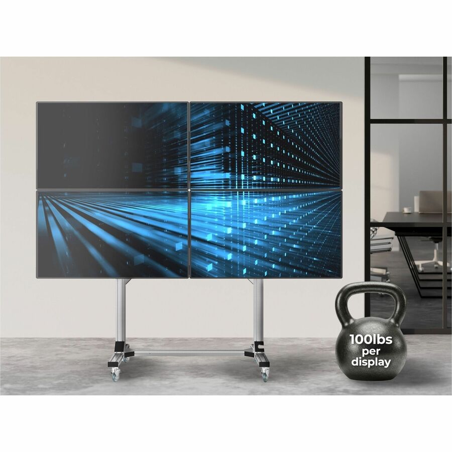 Monoprice Commercial Series 2x2 Video Wall Mount Bracket System Rolling Display Cart