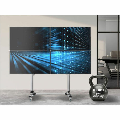 Monoprice Commercial Series 2x2 Video Wall Mount Bracket System Rolling Display Cart
