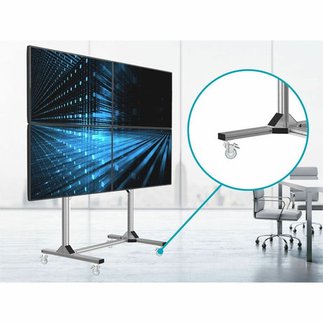 Monoprice Commercial Series 2x2 Video Wall Mount Bracket System Rolling Display Cart