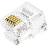 Monoprice 6P6C RJ12 Modular Plugs for Flat Solid/Stranded Cable, 1u, 2 Prongs Clear, 50-PK