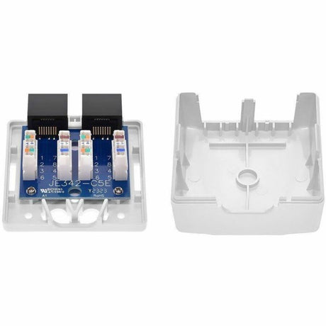 Monoprice 2-Port Cat5e RJ45 Surface Mount Box UL, TAA, Dual IDC, 50u, No Logo, White
