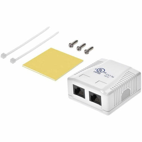 Monoprice 2-Port Cat5e RJ45 Surface Mount Box UL, TAA, Dual IDC, 50u, No Logo, White