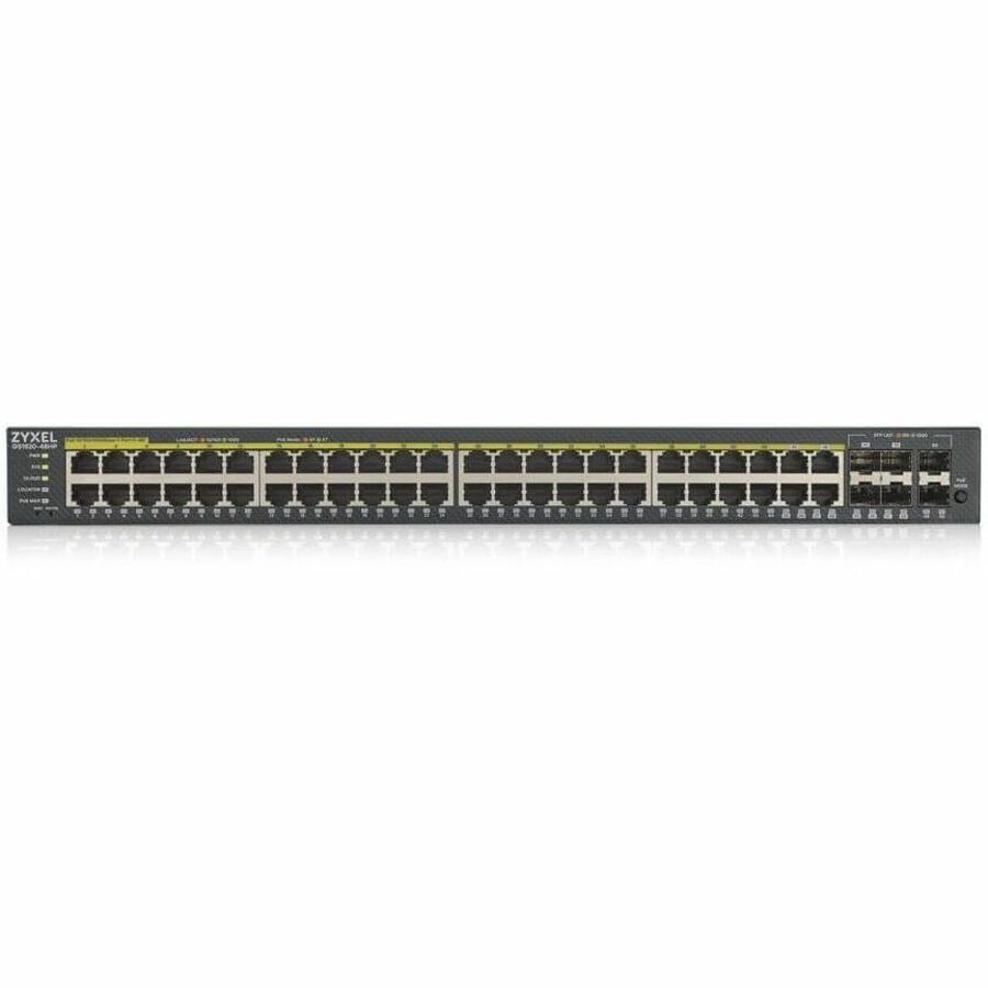 ZYXEL GS1920-48HPv2 48-Port Gigabit Smart Nebula Cloud Managed PoE Switch | 48 PoE+ Ports at 375W with 2 SFP Uplinks | TAA Compliant