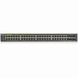 ZYXEL GS1920-48HPv2 48-Port Gigabit Smart Nebula Cloud Managed PoE Switch | 48 PoE+ Ports at 375W with 2 SFP Uplinks | TAA Compliant