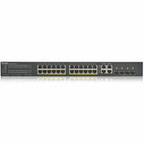 ZYXEL GS1920-24HPv2 24-Port Gigabit Smart Nebula Cloud Managed PoE Switch | 24 PoE+ Ports at 375W with 4 SFP Uplinks | TAA Compliant