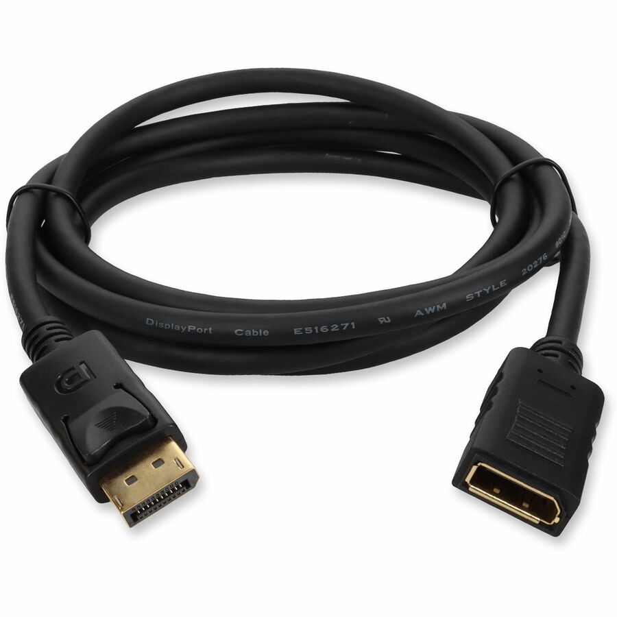 6ft DisplayPort 1.2 Male to DisplayPort 1.2 Female Black Cable For Resolution Up to 3840x2160 (4K UHD)