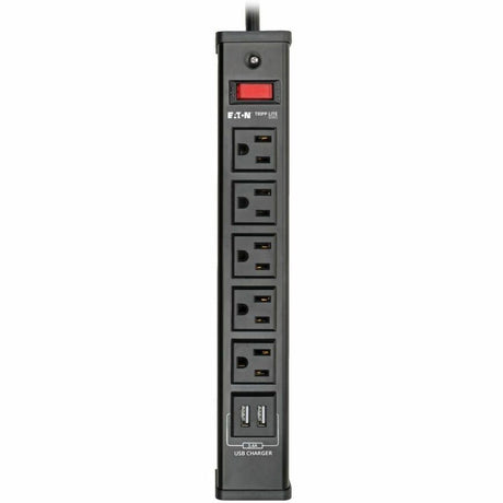 Eaton Tripp Lite Series 5-Outlet Surge Protector with 2 USB Ports (3.4A Shared) - 6 ft. (1.83 m) Cord, 450 Joules, Metal Housing
