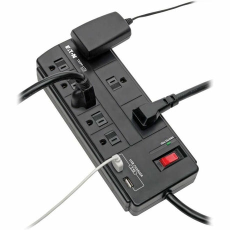 Eaton Tripp Lite Series 8-Outlet Surge Protector with 2 USB Ports (2.1A Shared) - 8 ft. (2.43 m) Cord, 1200 Joules, Black