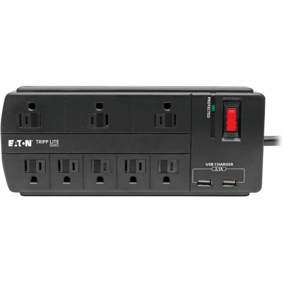 Eaton Tripp Lite Series 8-Outlet Surge Protector with 2 USB Ports (2.1A Shared) - 8 ft. (2.43 m) Cord, 1200 Joules, Black