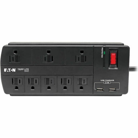Eaton Tripp Lite Series 8-Outlet Surge Protector with 2 USB Ports (2.1A Shared) - 8 ft. (2.43 m) Cord, 1200 Joules, Black