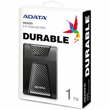 Adata DashDrive Durable HD650 AHD650-1TU31-CBK 1 TB Portable Hard Drive - 2.5" External - Black