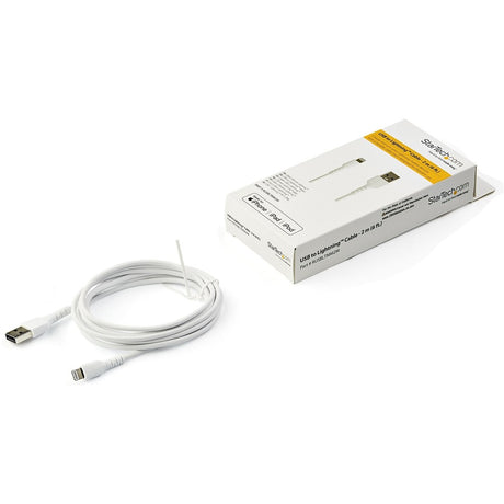 StarTech.com 6 foot/2m Durable White USB-A to Lightning Cable, Rugged Heavy Duty Charging/Sync Cable for Apple iPhone/iPad MFi Certified