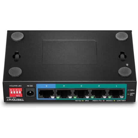 TRENDnet 5-Port Gigabit Long Range PoE+ Switch, 4 x Gigabit PoE+ Ports, 1 x Gigabit Port, 32W PoE Budget, 10Gbps Switching Capacity, Extends PoE+ 200m (656 ft), Lifetime Protection, Black, TPE-LG50