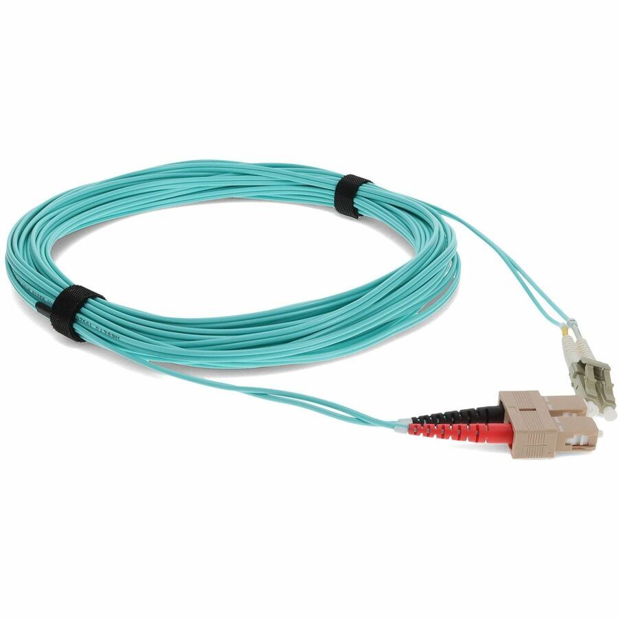 AddOn .3m LC (Male) to SC (Male) Aqua OM4 Duplex Fiber OFNR (Riser-Rated) Patch Cable