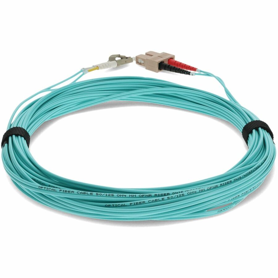 AddOn .3m LC (Male) to SC (Male) Aqua OM4 Duplex Fiber OFNR (Riser-Rated) Patch Cable