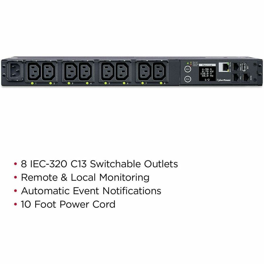 CyberPower PDU41004 Single Phase 100 - 240 VAC 15A Switched PDU