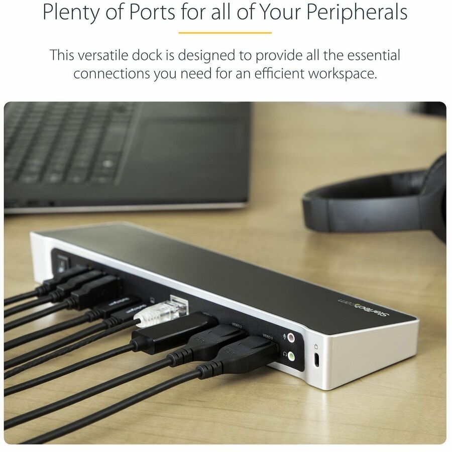StarTech.com 4K USB-C Dock, Triple UHD 4K Monitor Docking Station, Mac & Windows, HDMI & DisplayPort, 100W PD, 5x USB 5Gbps Hub, TAA