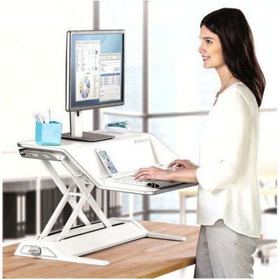 Fellowes Lotus Sit-Stand Workstation, White