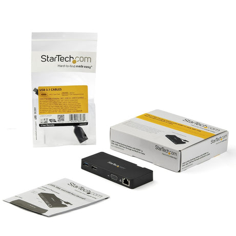 StarTech.com USB 3.0 Multiport Adapter + USB-C to USB-A Cable - Mac & Windows - For USB-A or USB-C laptops - HDMI & VGA - 1x USB-A Port - GbE