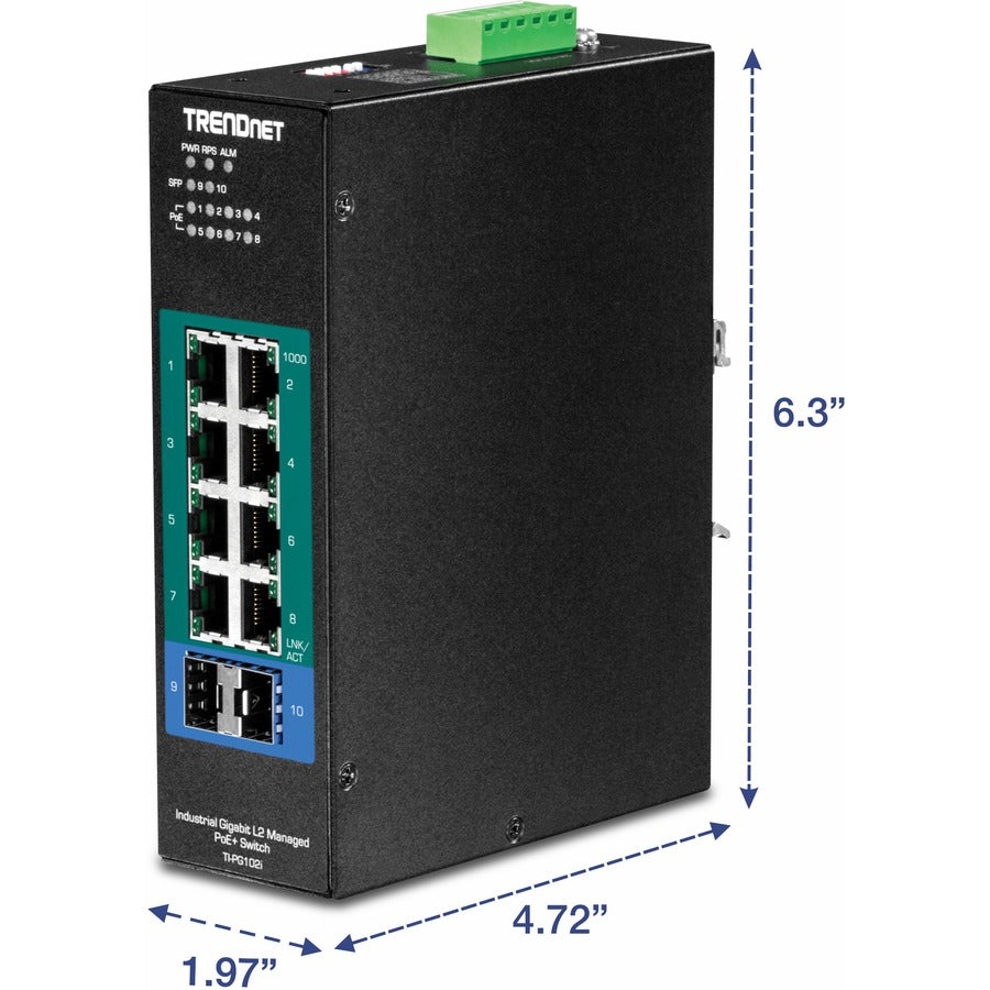 10PORT MANAGED POE+ DIN-RAIL