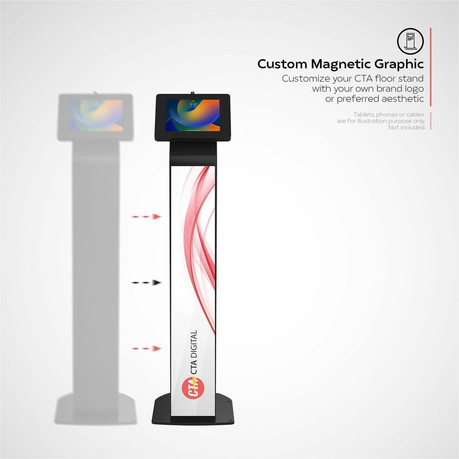 CTA Premium Locking Floor Stand & Enclosure for iPad 10th Gen 10.9" & More (Black)