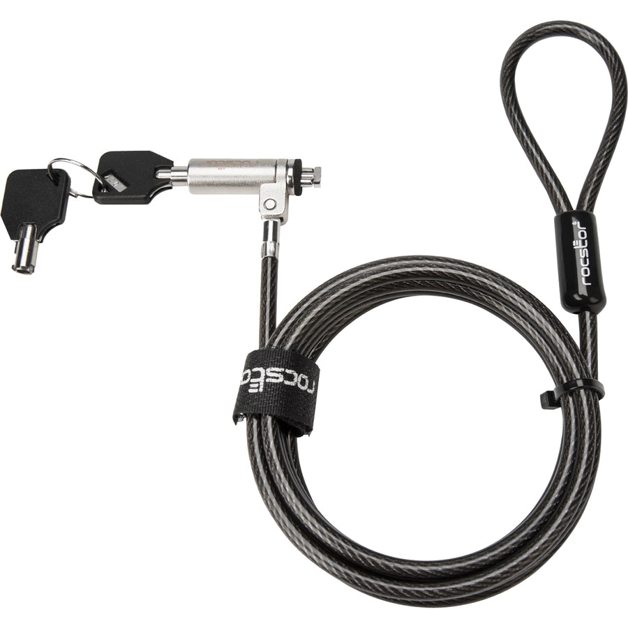 Rocbolt R20 Slim Security Cable with Key Lock and (2) Keys - 10mm Lock Head for Thinnest Laptop, Ultrabook Devices - Galvanized Steel, Nickel, Zinc Alloy - 6 ft - Compatible with K65042L & K64434W - TAA COMPLIANT - FOR THINNEST LAPTOP & ULTRABOOK DEVICES