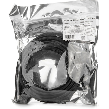 Rocstor Premium 25ft 4K High Speed HDMI to HDMI M/M Cable - Ultra HD HDMI 2.0 Supports 4k x 2k at 60Hz with resolutions up to 3840x2160p and 18Gbps Bandwidth - HDMI 2.0 to HDMI 2.0 Male/Male - HDMI 2.0 for HDTV, DVD Player - 25ft (7.6m) - 1 Retail Pack -