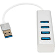 Rocstor Premium Portable 4 Port SuperSpeed Mini USB 3.0 Hub - Aluminum Silver - USB - External - 4 USB Ports Female - 4 USB 3.0 Ports - PC, Mac - 6 in Mini Hub with Built-in SuperSpeed Cable 5Gbps