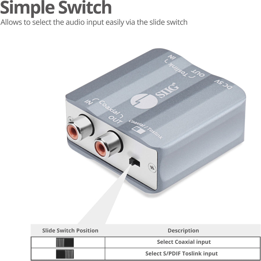 SIIG Toslink/Coaxial Bi-directional Audio Converter