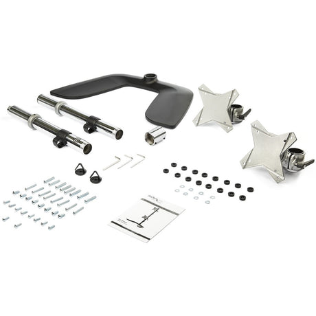 StarTech.com Vertical Dual Monitor Stand, Free Standing Height Adjustable Stacked Monitor Stand up to 27" (17.6lb/8kg) VESA Mount Displays