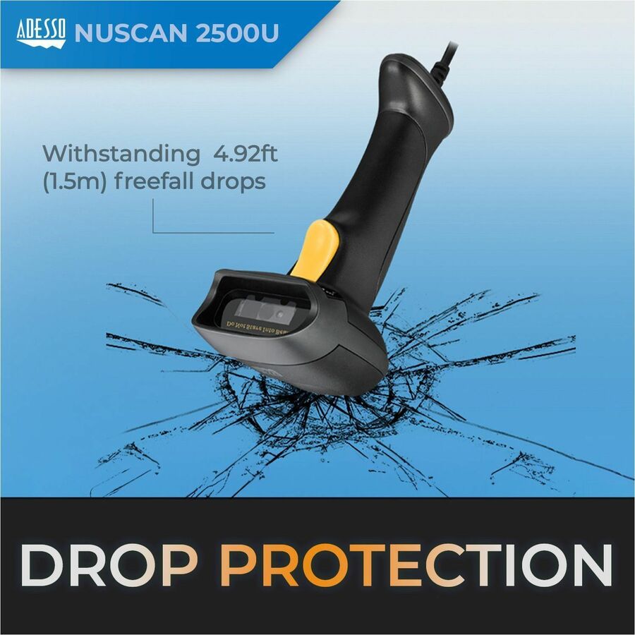 Adesso NuScan 2500TU Spill Resistant Antimicrobial 2D Barcode Scanner