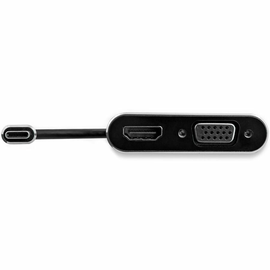 StarTech.com USB C to VGA and HDMI Adapter - Aluminum - USB-C Multiport Adapter - 6 in / 15.24 cm Built-In Cable