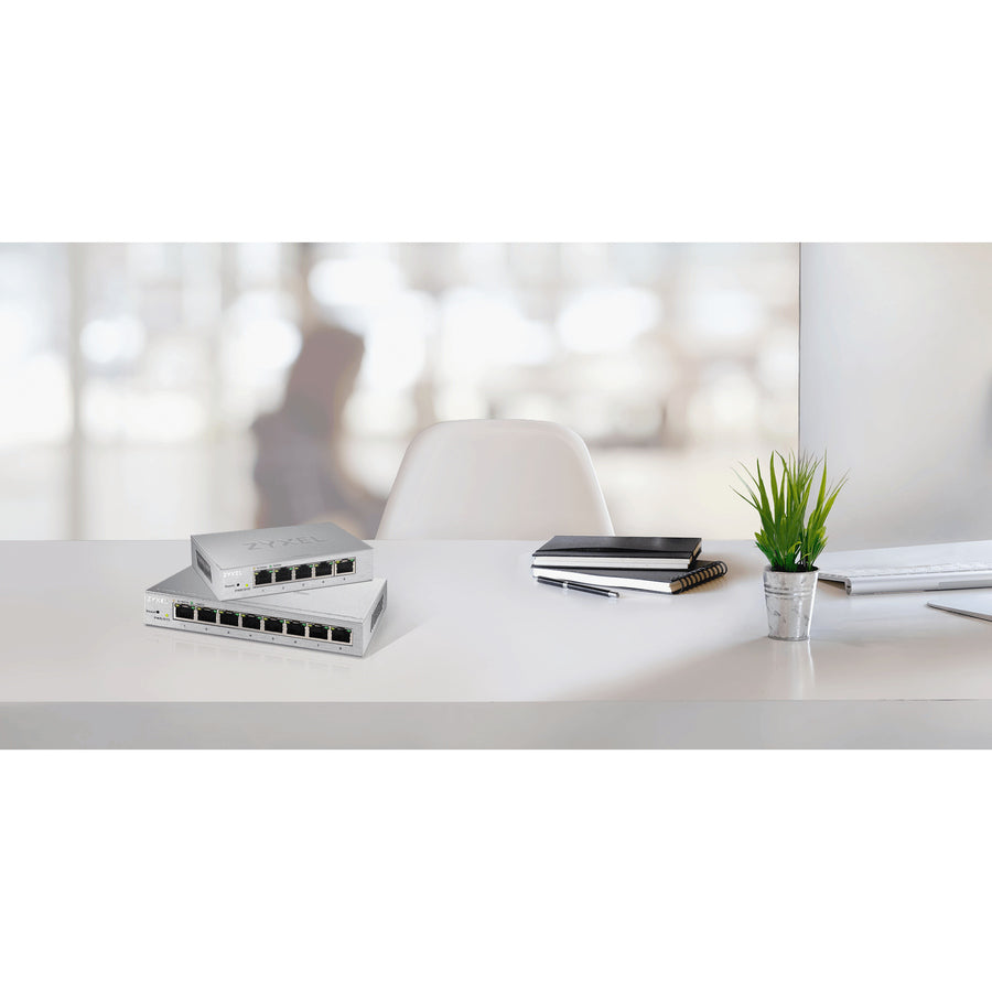 Zyxel 8-Port Gigabit Ethernet Web Managed Switch | VLAN Support | Sturdy Metal Case | Desktop or Wall-Mount | Fanless |Lifetime Warranty | QoS | Ethernet Splitter | GS1200-8