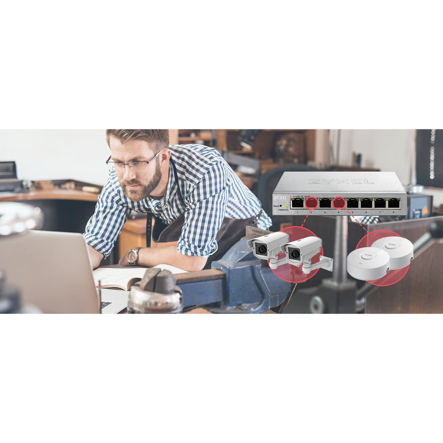 Zyxel 8-Port Gigabit Ethernet Web Managed Switch | VLAN Support | Sturdy Metal Case | Desktop or Wall-Mount | Fanless |Lifetime Warranty | QoS | Ethernet Splitter | GS1200-8