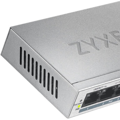 Zyxel 5 Port Gigabit Ethernet Unmanaged POE+ Switch | 4 x PoE+ @ 60W | Plug & Play | Sturdy Metal Housing | Desktop or Wall-Mount | Fanless | Lifetime Warranty | Ethernet Splitter | GS1005HP