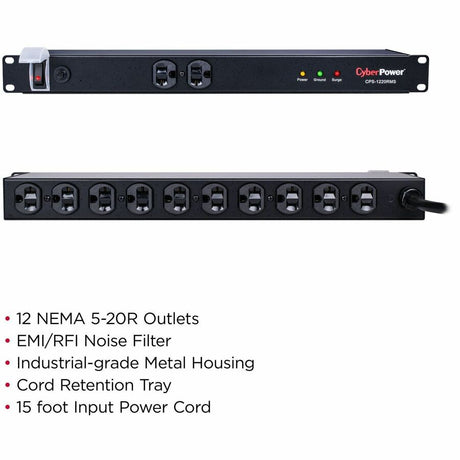 CyberPower CPS1220RMS Rackbar 12 - Outlet Surge Protector with 1800 J Surge Suppression